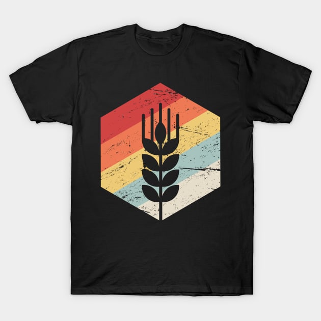 Retro Vintage Wheat Grain Farmer Icon T-Shirt by Wizardmode